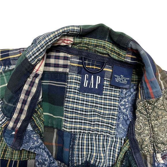 Vintage GAP Patchwork Button Down Short Sleeve Shirt Size Medium - Picture 4 of 4